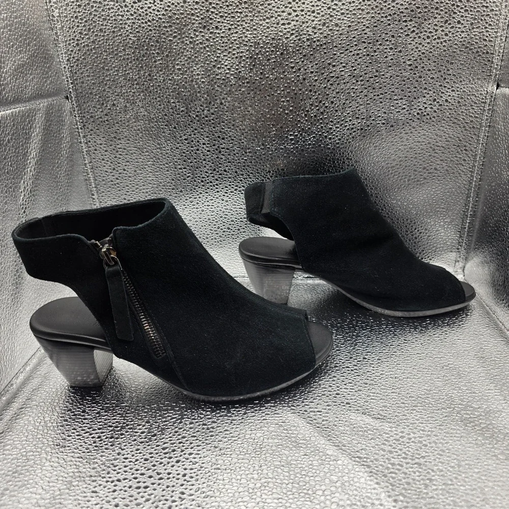 Munro American Suede Leather Slingback Sandals Open Toe Block Heel Sz 6.5W‎ USA